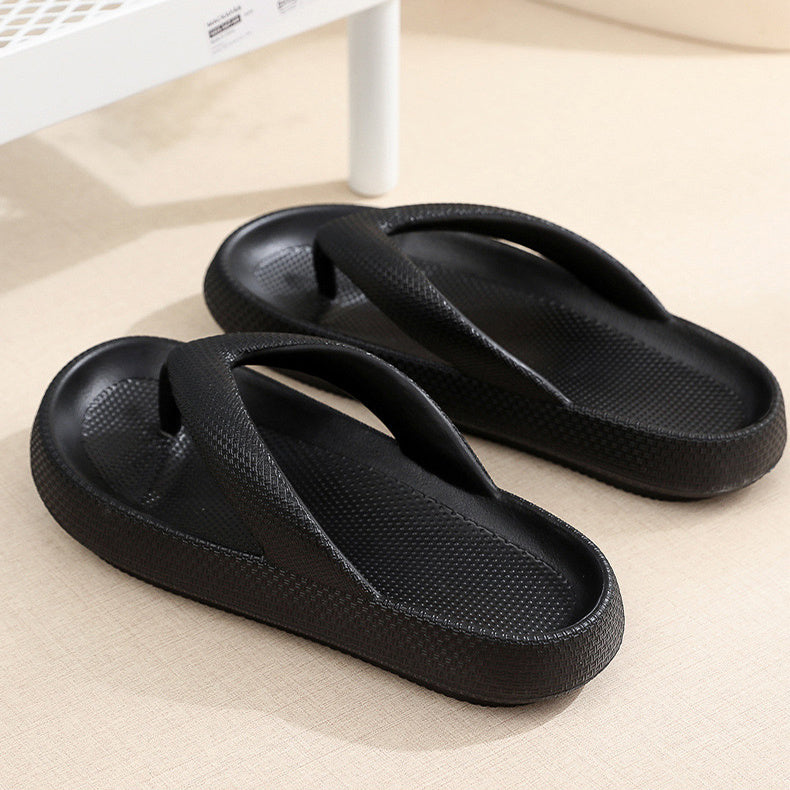 Clip Toe Shoes Eva Non-Slip Slippers Soft Sole Flip Flops Women Thick Bottom Bathroom Slides Summer - DropOnline.co