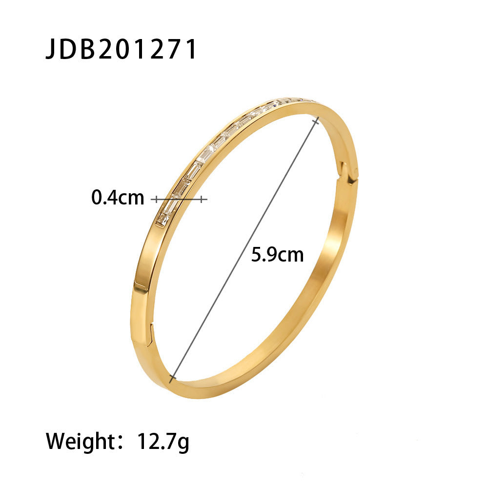 Fashionable And Versatile Gold-plated Stainless Steel Bracelets With Zirconia - DropOnline.co