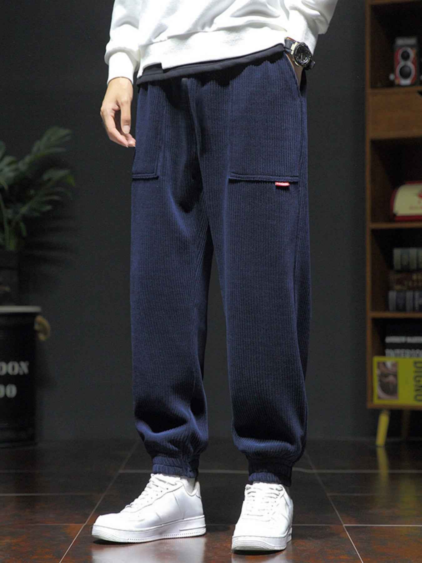 Men's Corduroy Casual Pants - Straight Leg Anti-Wrinkle Trousers