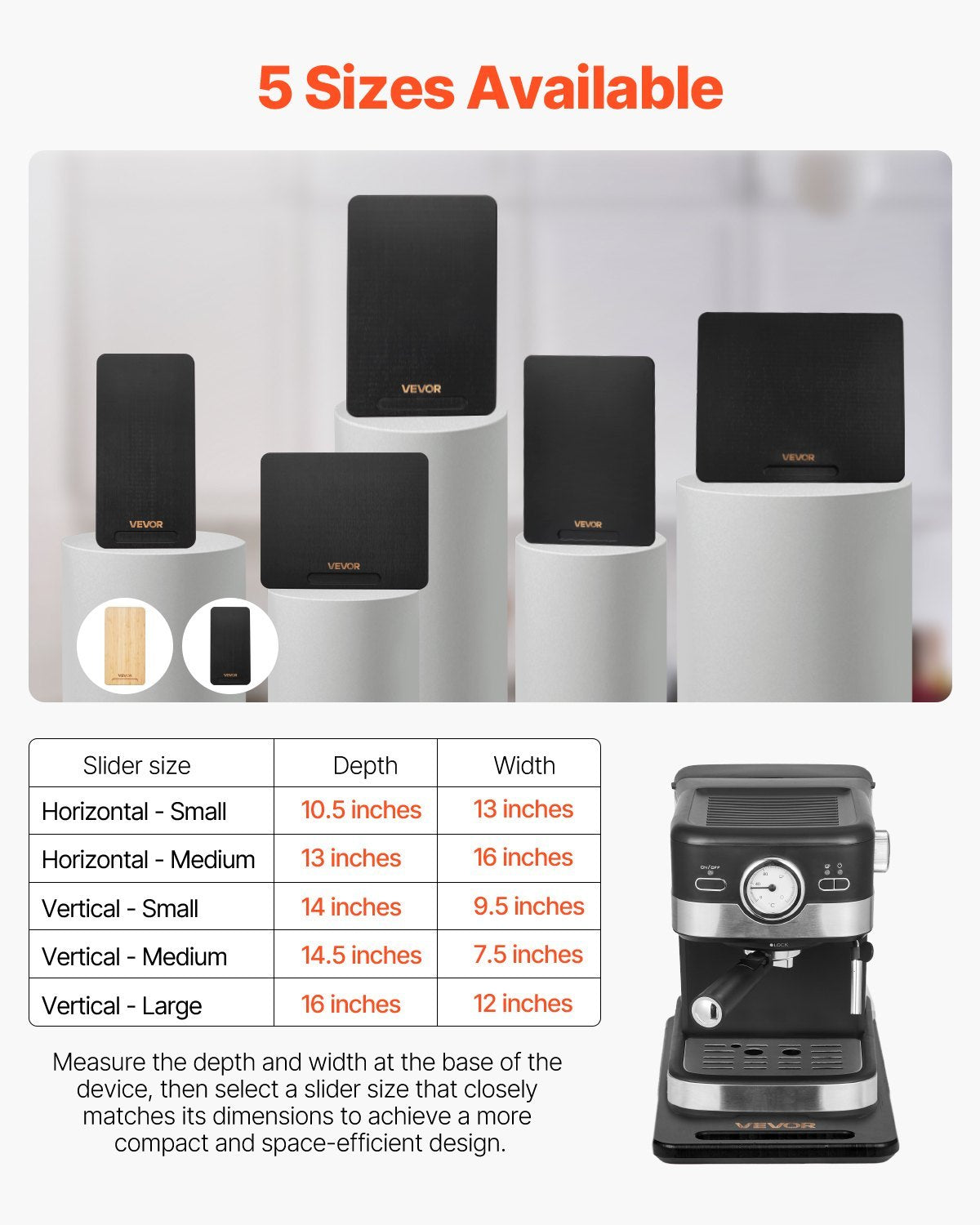 Appliance Slider 14.5 X 7.5 In Sliding Tray For Coffee Maker Black - DropOnline.co