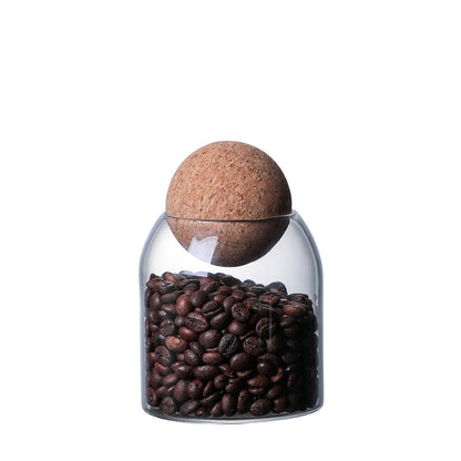 1 Set Storage Ball Glass Tea Jar,Cork Jar,Sealed Candy Jar,Dry Food Storage Jar