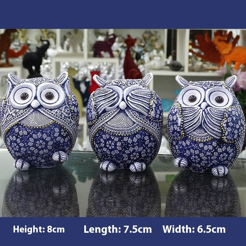 Blue And White Owl Home Creative Small Ornaments - DropOnline.co