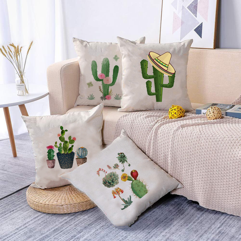 Soft Cactus Print Throw Pillow Cushion Cover - DropOnline.co