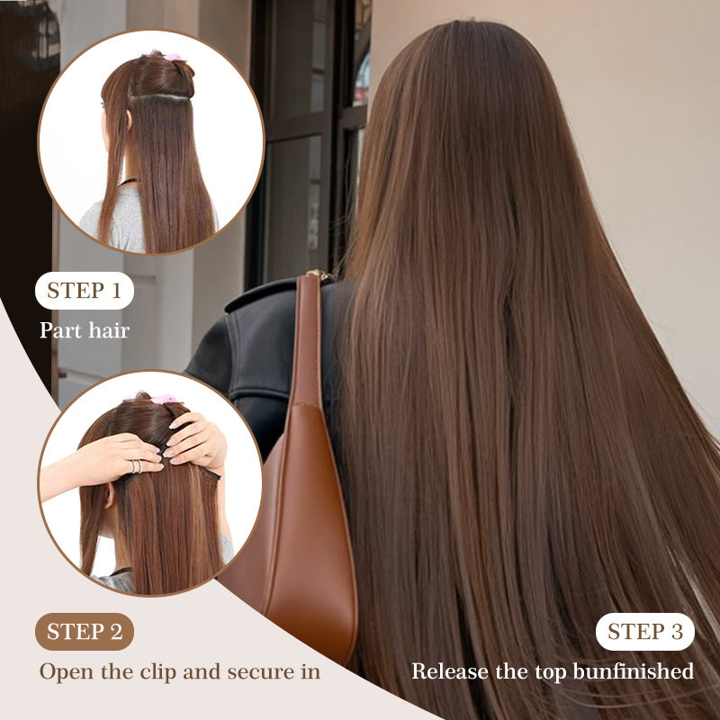 Holdbalance Straight Clip In Hair Extensions 24inch Hair Extensions For Women 6PCS Long Soft Synthetic Natural Hairpieces - DropOnline.co