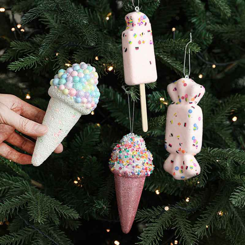 Creative Foam Ice Cream & Mushroom Christmas Tree Ornaments - Pastoral Style Pendants - DropOnline.co