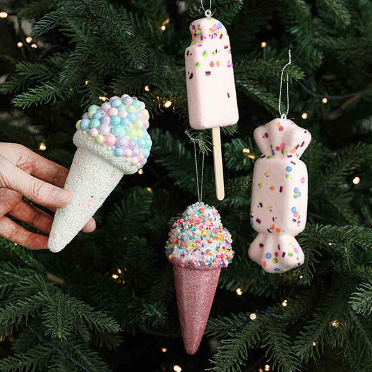 Creative Foam Ice Cream & Mushroom Christmas Tree Ornaments - Pastoral Style Pendants - DropOnline.co