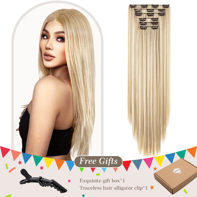 Holdbalance Straight Clip In Hair Extensions 24inch Hair Extensions For Women 6PCS Long Soft Synthetic Natural Hairpieces - DropOnline.co