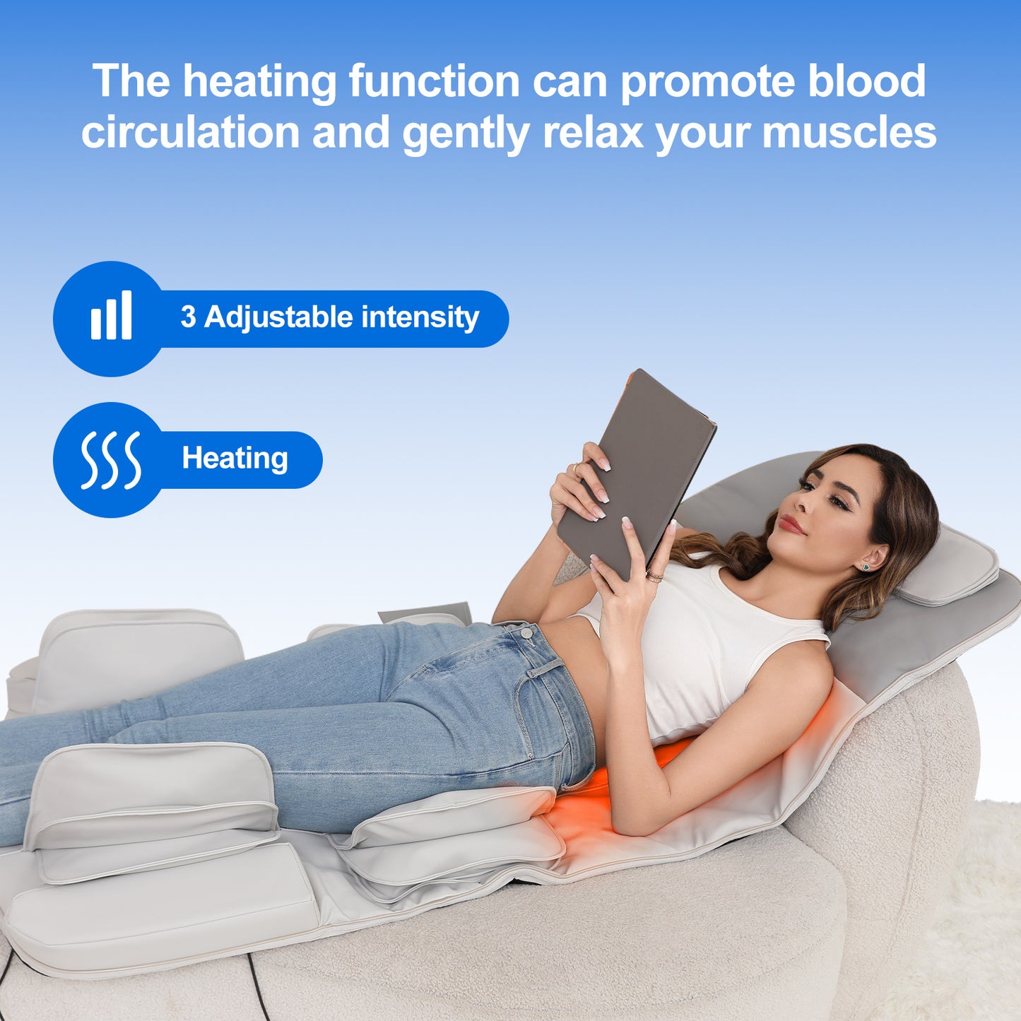 Detachable Smart Massage Mattress,Independent Lumbar And Back Heat Therapy,Overload Automatic Protection,Removable And Washable - DropOnline.co