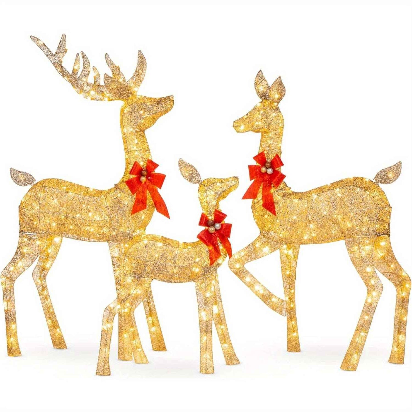 Golden Christmas Reindeer Set - 3-Piece Holiday Decoration