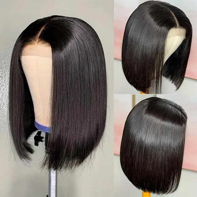 4x4 Lace Closed Non-toxic Wig, Synthetic Wig, Straight Wave Head, 10-inch Non-adhesive Lace Front Piece, Suitable For The Whole Scene. - DropOnline.co