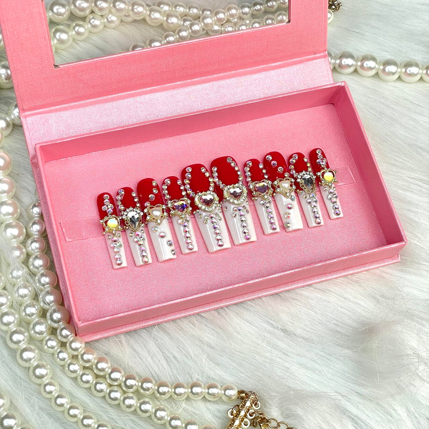 GGDDSHA Nails 10pcs Handmade Press On Nails - GlitterGold Diamond Extra Long Stiletto Reusable Gel UV FinishedFalse Nails, Designer Fashion 3D Hand-painted NailsMedium Size,Harmony Spark - DropOnline.co