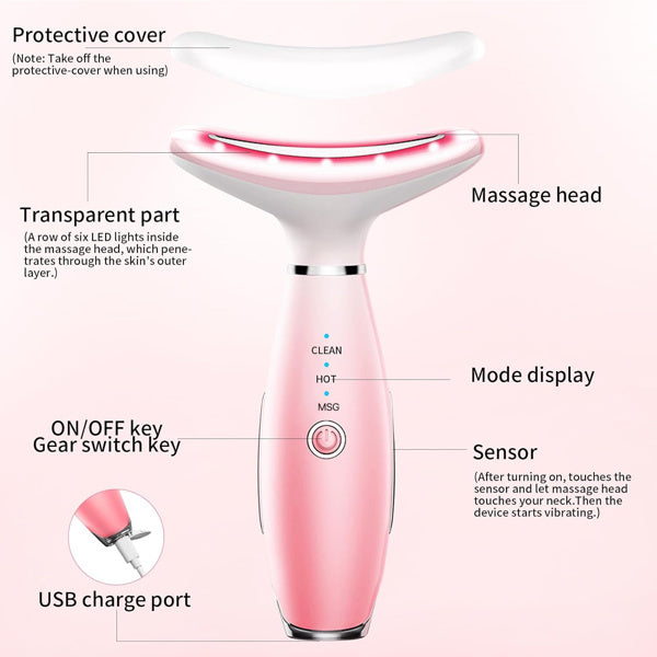 Facial And Neck Massager, Pink Neck Beauty Device - DropOnline.co
