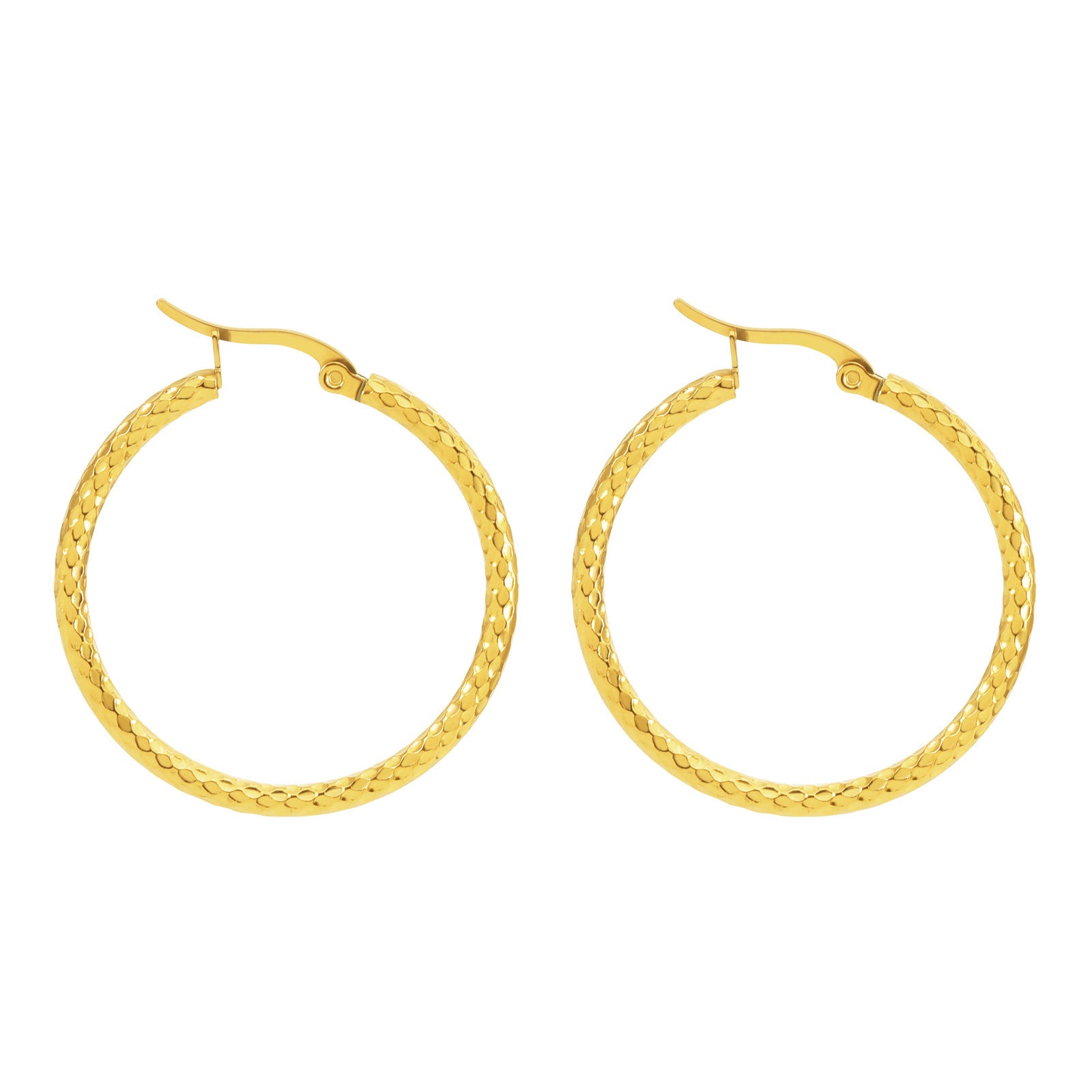 18K Gold-plated Dense Emboss Round Ring Earrings Advanced Sense - DropOnline.co