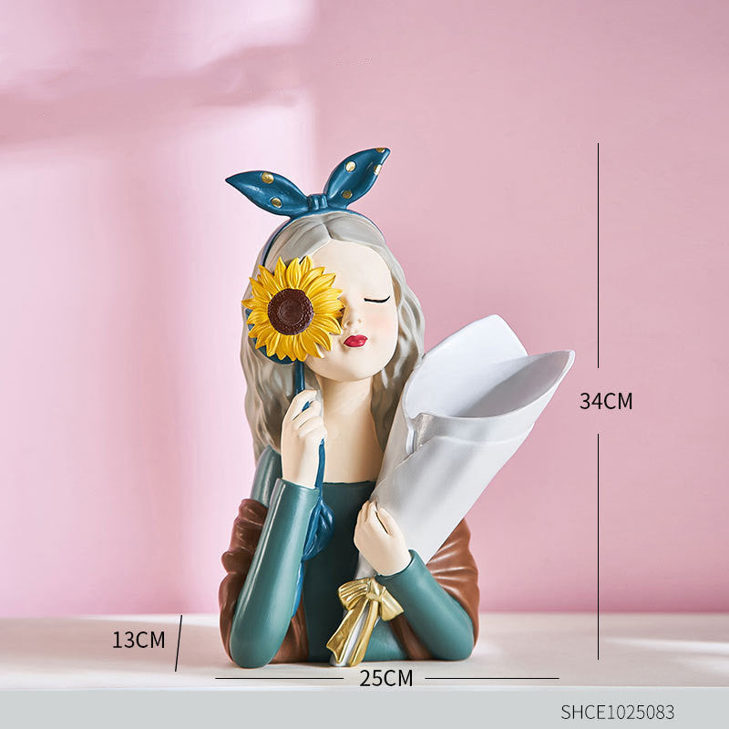 Home Decor Girl Figurine Resin Sculpture Abstract Art Room Decor Nordic Decoration Home Living Room Decoration Accessories Gifts - DropOnline.co