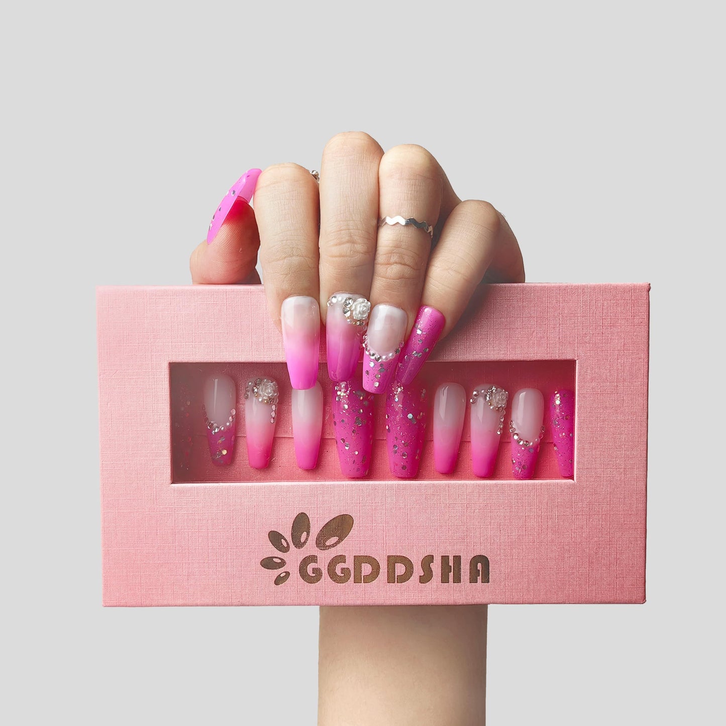 GGddsha Nails Handmade Pmma Acrylic Nails Press On NailsShort Reusable Fake False Nails Kit With Box Gifts ForWomen,Blush Elegance - DropOnline.co