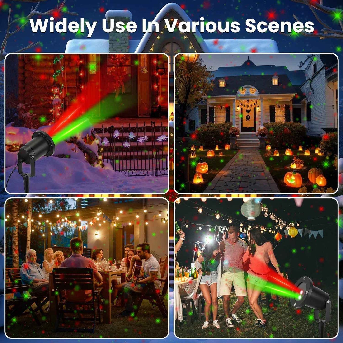 Outdoor Laser Projector Light - Red & Green 3 Modes 12 Speeds IP44 Waterproof - DropOnline.co