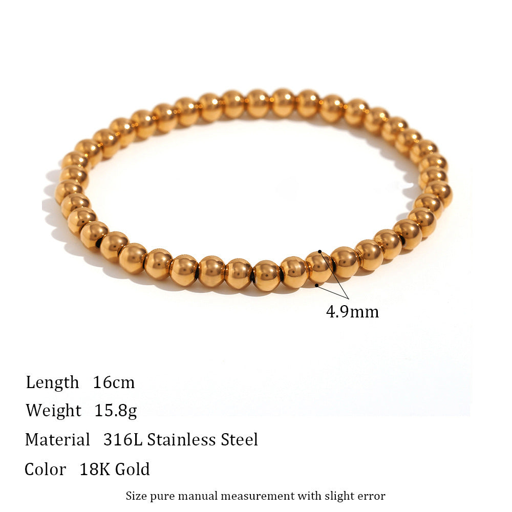 Niche Vintage Stainless Steel Plated 18K Elastic Bead Bracelet - DropOnline.co