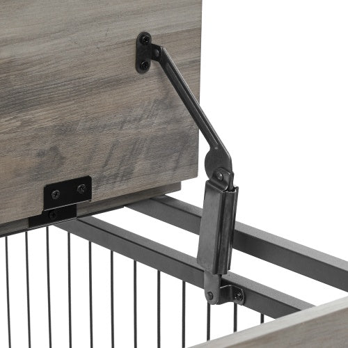 Furniture Style Dog Cage Side Table With Wheels With Double Doors And A Raised Top. Grey - DropOnline.co