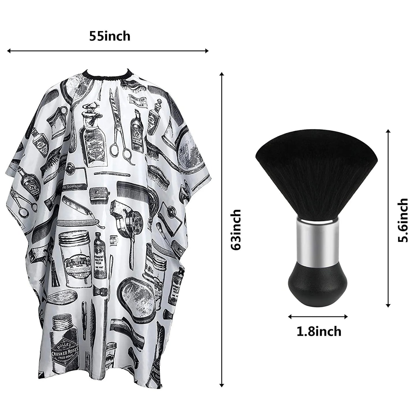 Professional Hair Cutting Cape With Neck Duster Brush, Salon Barber Cape, Hair Cutting Accessories -White Floral Print-Ban On Selling On Amazon - DropOnline.co