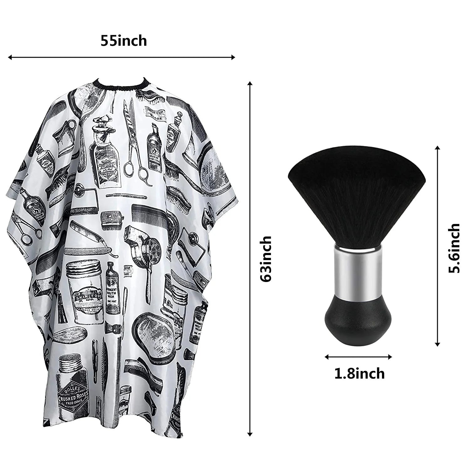 Professional Hair Cutting Cape With Neck Duster Brush, Salon Barber Cape, Hair Cutting Accessories -White Floral Print-Ban On Selling On Amazon - DropOnline.co