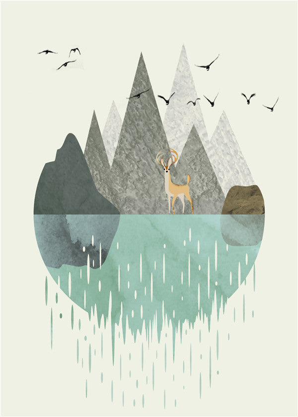 Abstract Living Room Canvas Art - Modern Smokey Girl Landscape Wall Decoration Painting - DropOnline.co