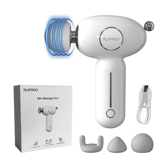 DRS-8120D Mini Massage Gun - Deep Tissue Percussion Massager With Heating Function, 5 Speed Levels, Portable Muscle Relaxation For Athletes & Recovery, USB Rechargeable - DropOnline.co