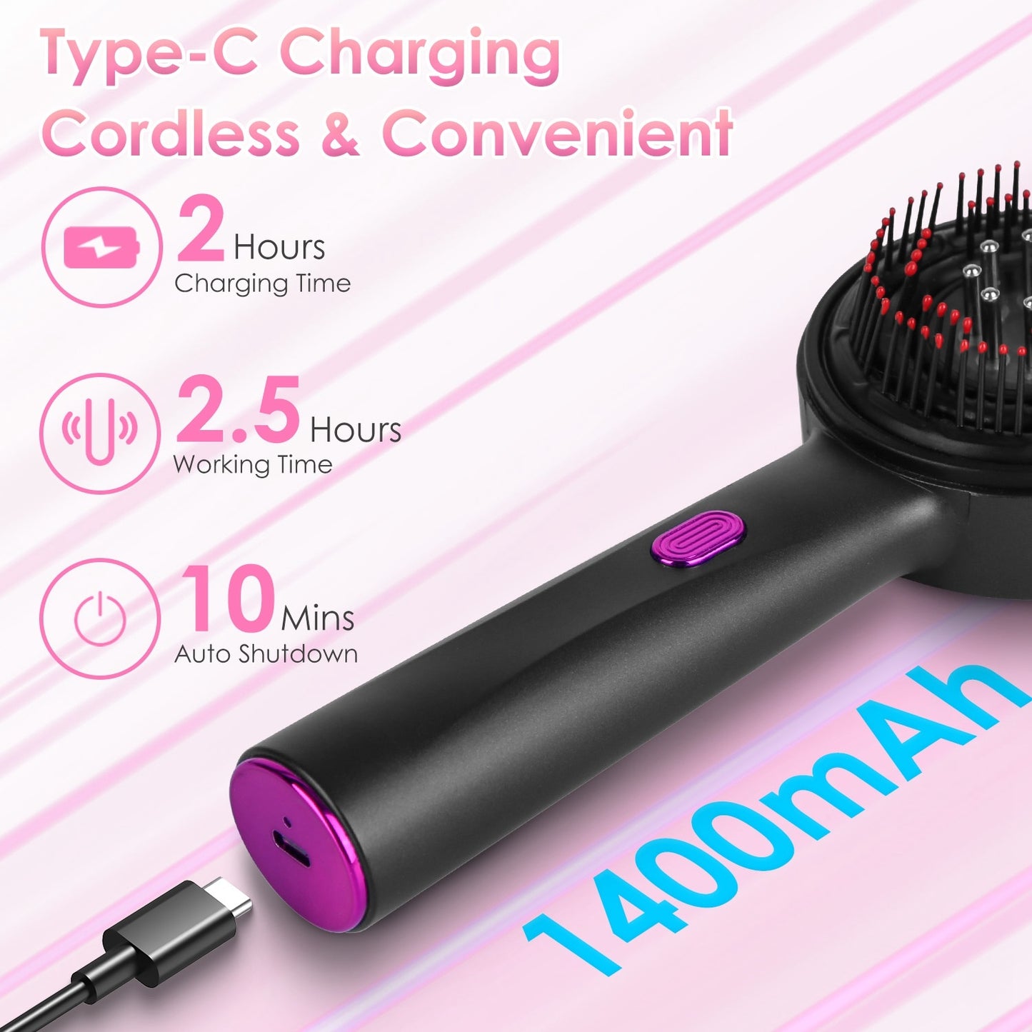 1Set 3 In 1 Red Light Scalp Massager Brush Cordless Hair Oil Applicator Massage Comb With 3 Modes Rechargeable IPX7 Waterproof - DropOnline.co