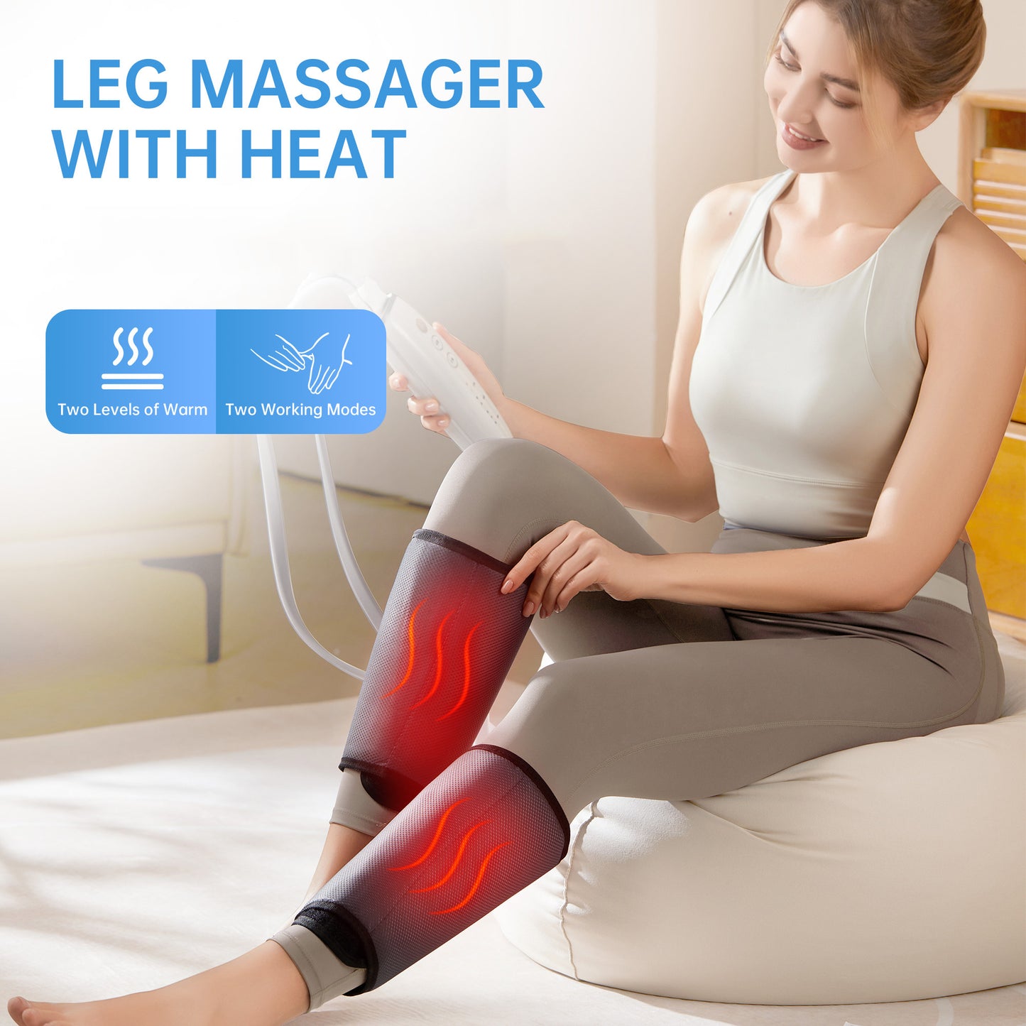 Intelligent Leg Massage Device - 3 Levels Of Pressure And Heat Therapy. Leg Relaxation Therapy Tool. Portable Leg Protection Tech. - DropOnline.co