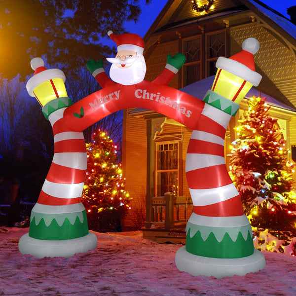 8.9ft Christmas Inflatable Arch with 7 LED Lights - Holiday Entrance Decoration