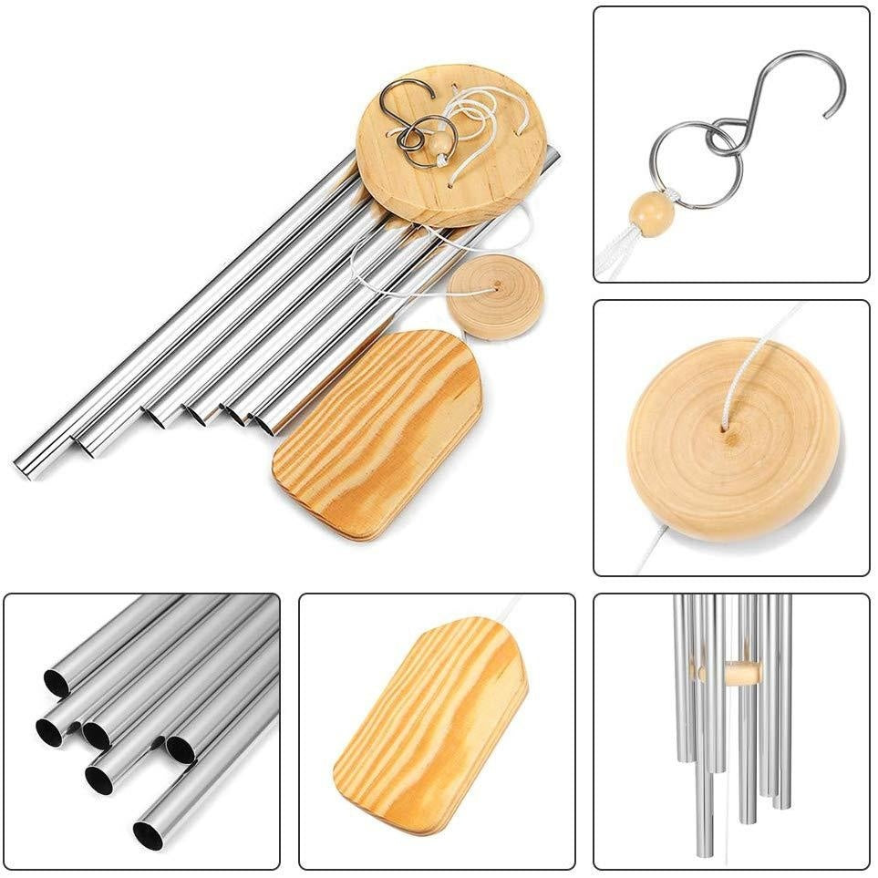 Classic Solid Wood Metal Multi-tube Wind Chimes Home Decoration - DropOnline.co
