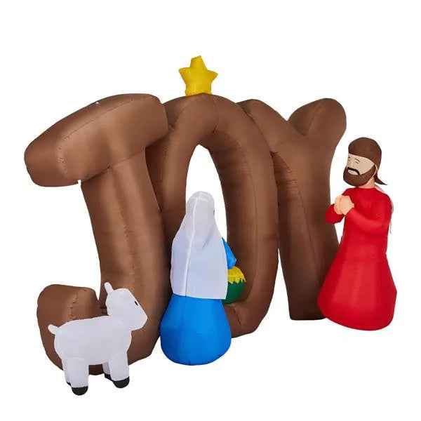 7.5FT Inflatable Nativity Scene with JOY Sign - LED Lighted Christmas Yard Decoration - DropOnline.co