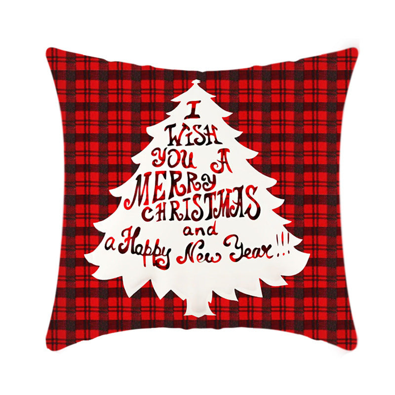 Merry Christmas Cushion Cover 45cm Elk Santa Claus Short Plush Sofa Pillow Cover Home Decor Pillowcase Christmas Decoration - DropOnline.co