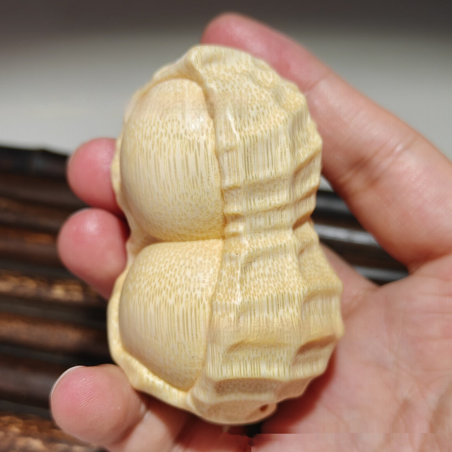 Crafts Pure Natural Solid Bamboo Carving Peanut Ornaments - DropOnline.co