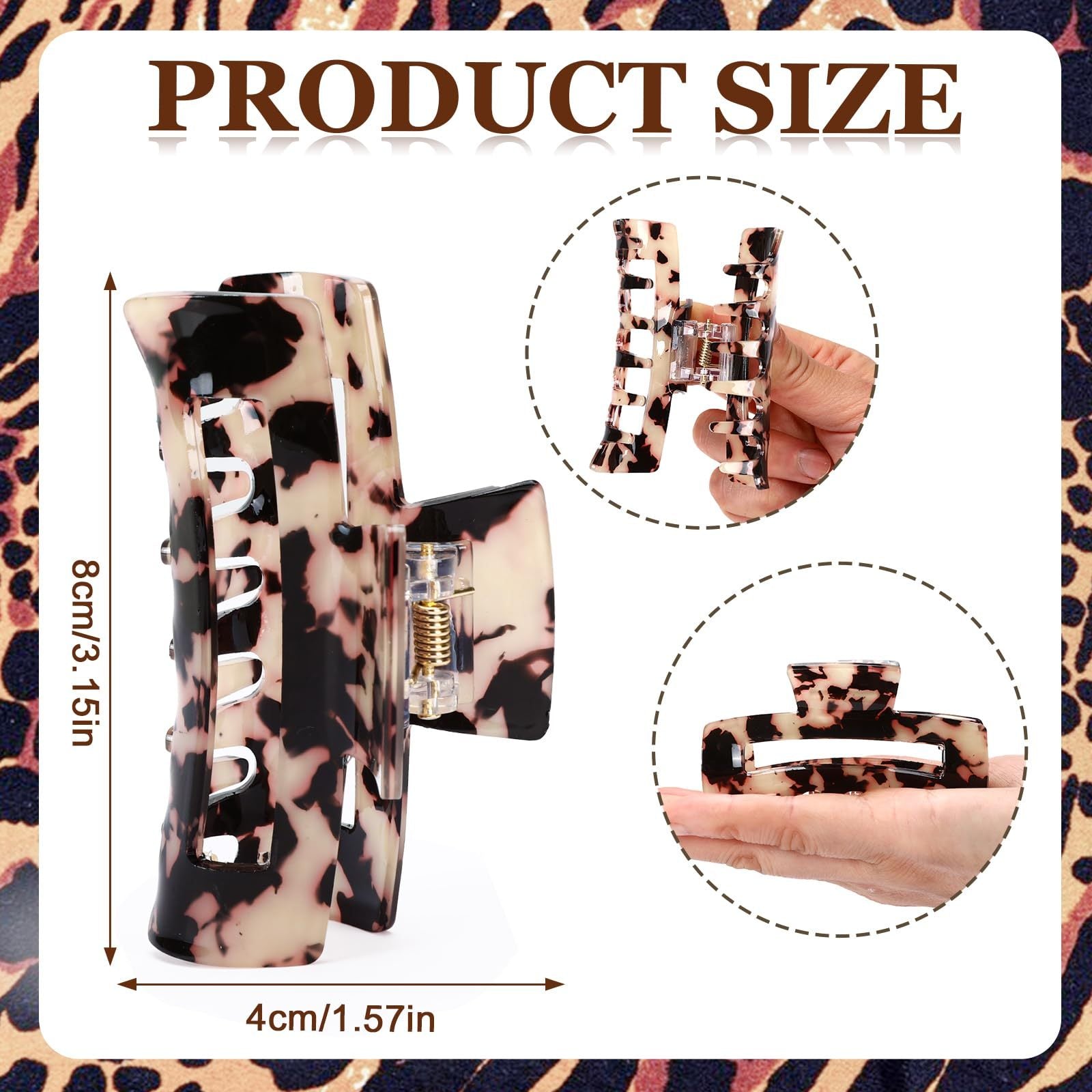 4Pcs Tortoise Hair Claw Clips, Acetate Hair Claw Clip Acrylic French Hair Banana Barrettes Jaw Clips, Stylish Hair Accessories For Women 3.15 Inch Fashion Strong Hold For Thick Thin Hair,442-9838-G14 - DropOnline.co