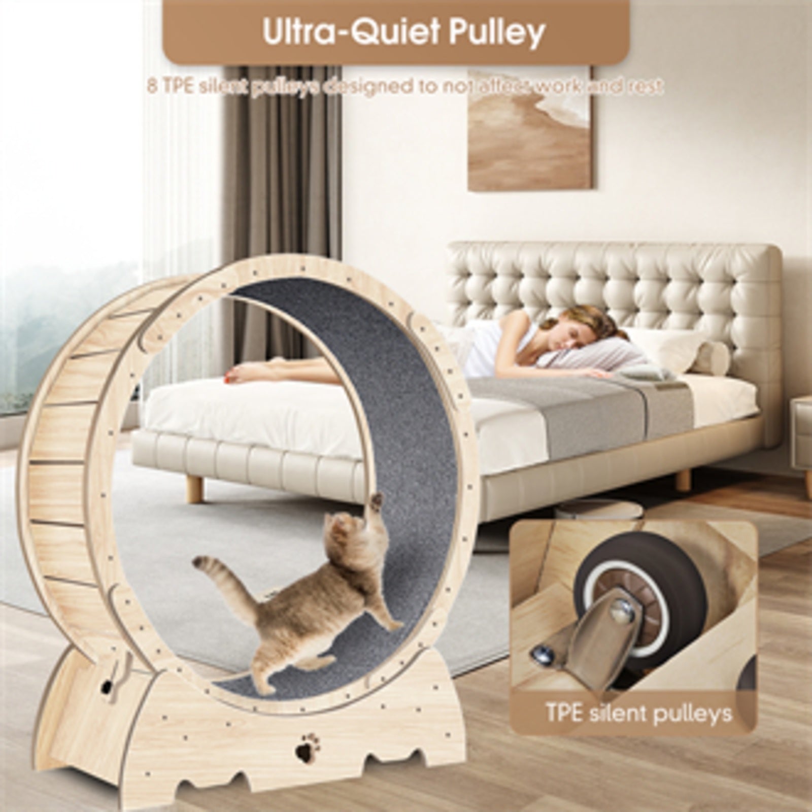 Cat Exercise Wheel For Indoor Cats, Running Wheel With Carpeted Runway - DropOnline.co