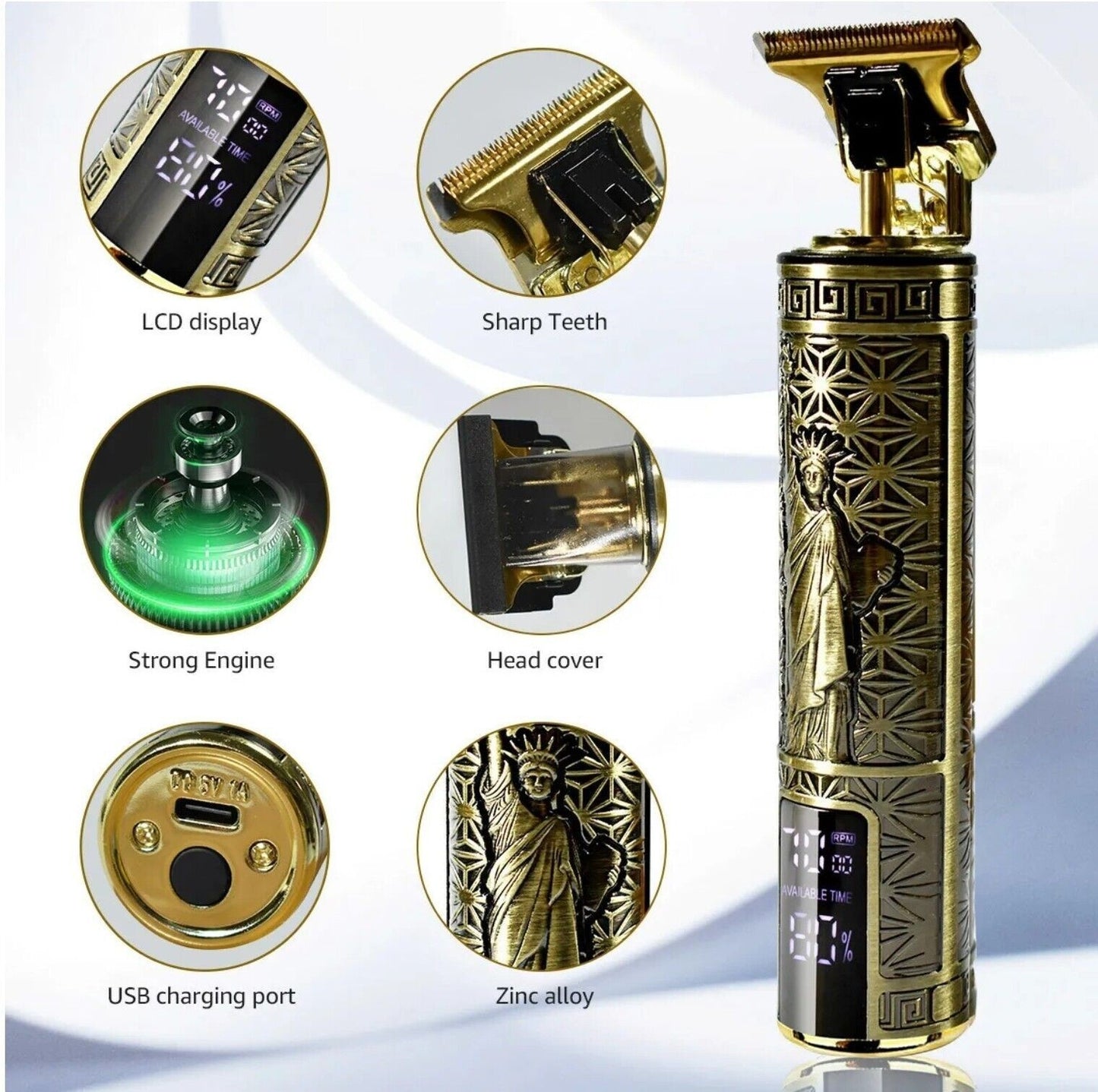 Beard Trimmer Hair Clippers Cordless Hair Cutting Kit Barber Shaving Machine For Men USB Rechargeable 1 PCS - DropOnline.co