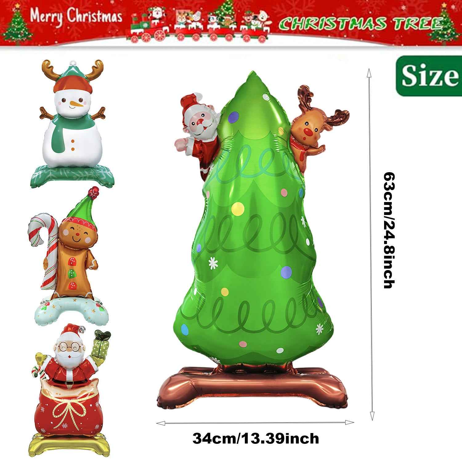 Christmas 3D Foil Balloons Set - 8 Pack Standing Mylar Balloons with Base - DropOnline.co