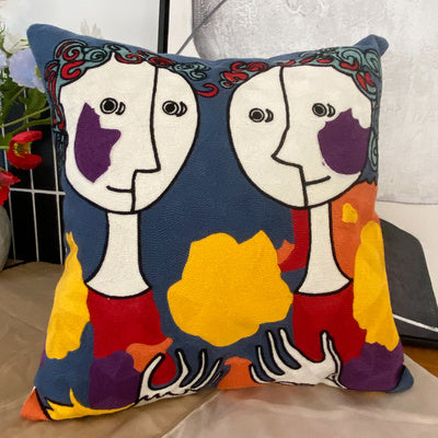 Embroidered Cushion Against Color Three-dimensional Throw Picasso Abstract Pillowcase - DropOnline.co