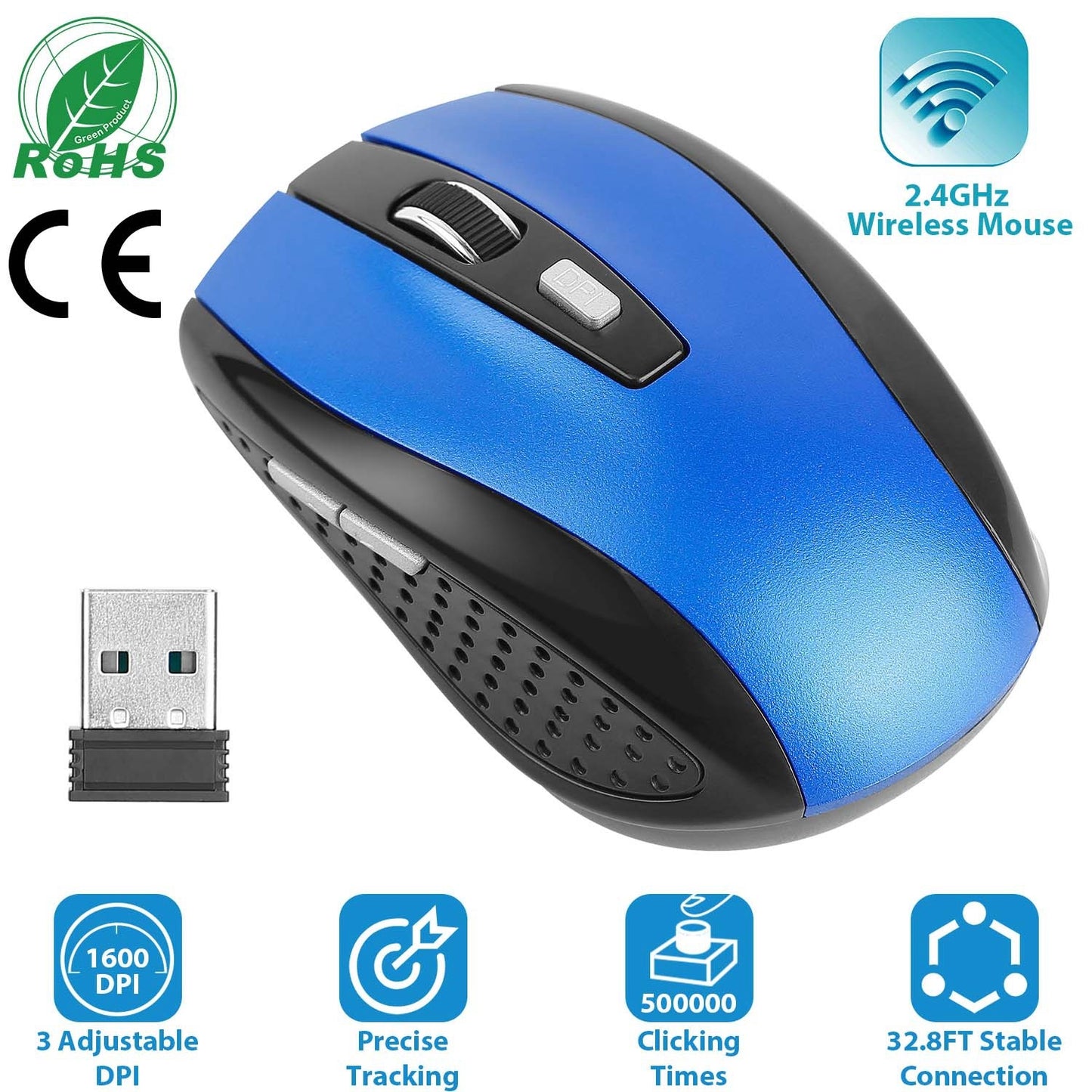 2.4G Wireless Gaming Mouse Optical Mice WIth Receiver 3 Adjustable DPI 6 Buttons For PC Laptop Computer Macbook - DropOnline.co