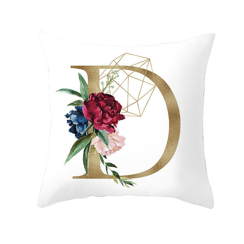 Nordic Style Pillowcase Geometric Golden Letter Pillowcase Peach Skin Sofa Cushion Household Goods - DropOnline.co