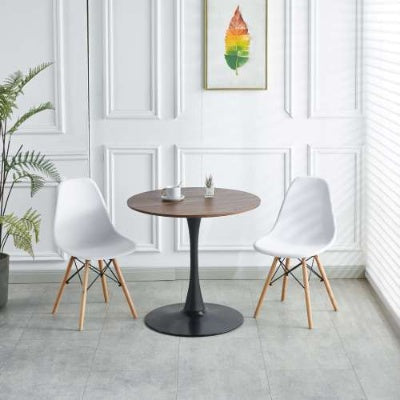 31.5 BLACK AND WALNUT Tulip Table Mid-century Dining Table For 2-4 People With Round Mdf Table Top, Pedestal Dining Table, End Table Leisure Coffee Table - DropOnline.co