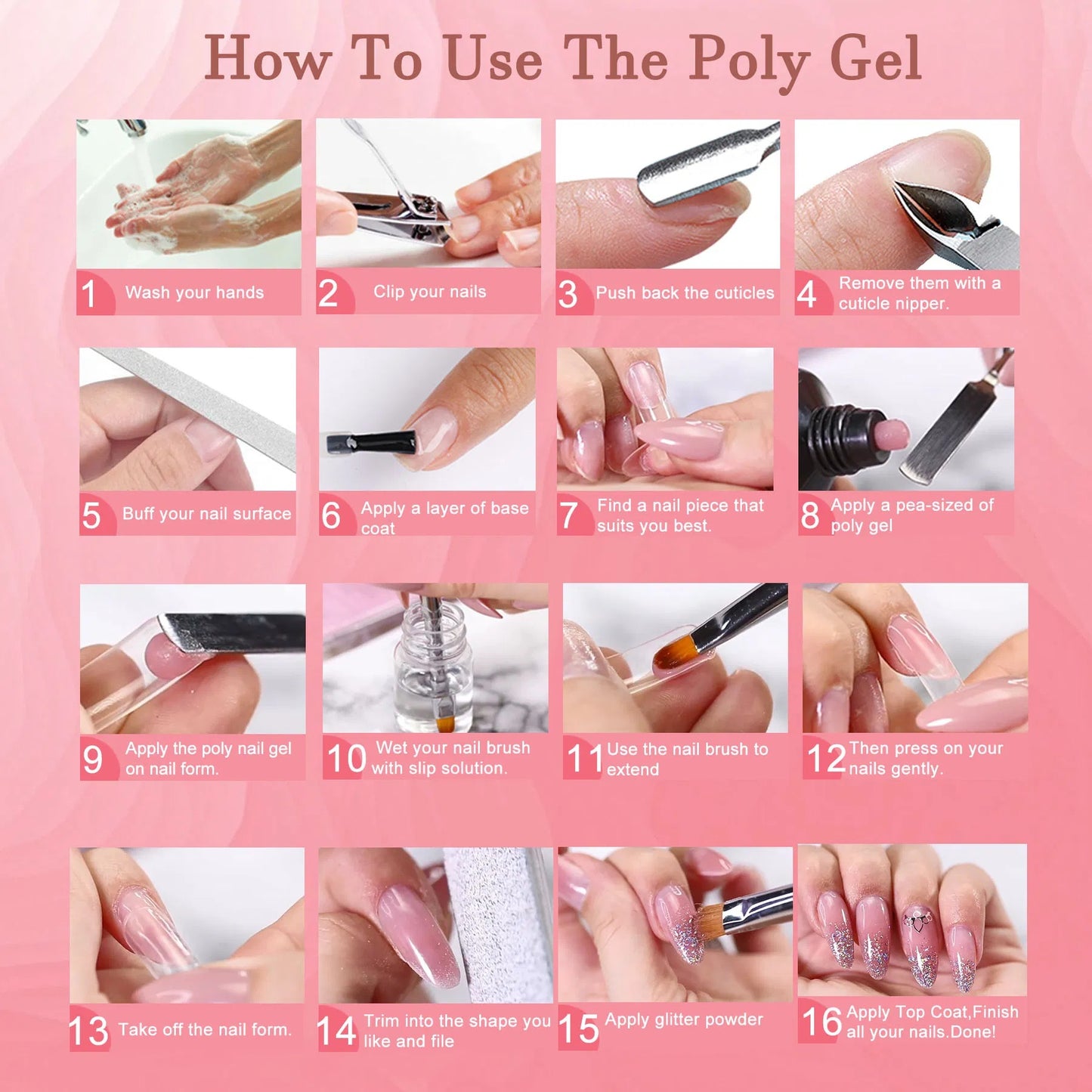 Poly Gel Nail Kit Poly Nail Gel Kit With UV Lamp For Beginners With Anything With Gel Extension Nail Kit With Slip Solution - DropOnline.co