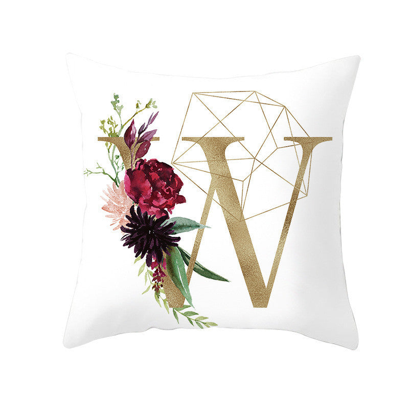 Nordic Style Pillowcase Geometric Golden Letter Pillowcase Peach Skin Sofa Cushion Household Goods - DropOnline.co