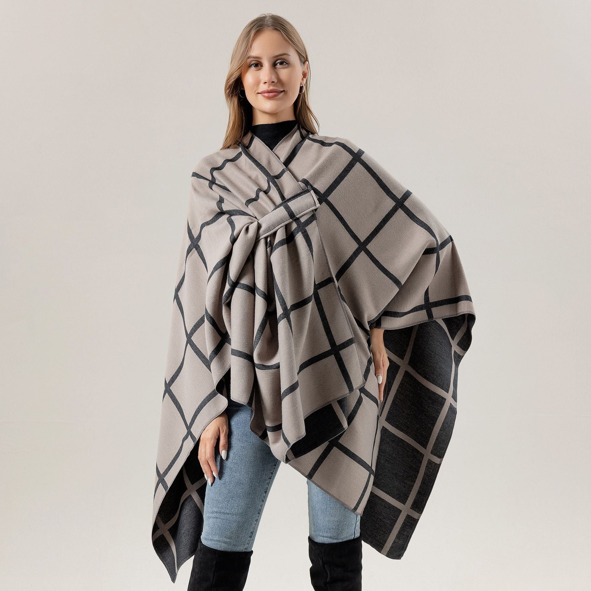 Women's Fashion Gingham Check Warm Scarf - Classic Plaid Winter Wrap - DropOnline.co