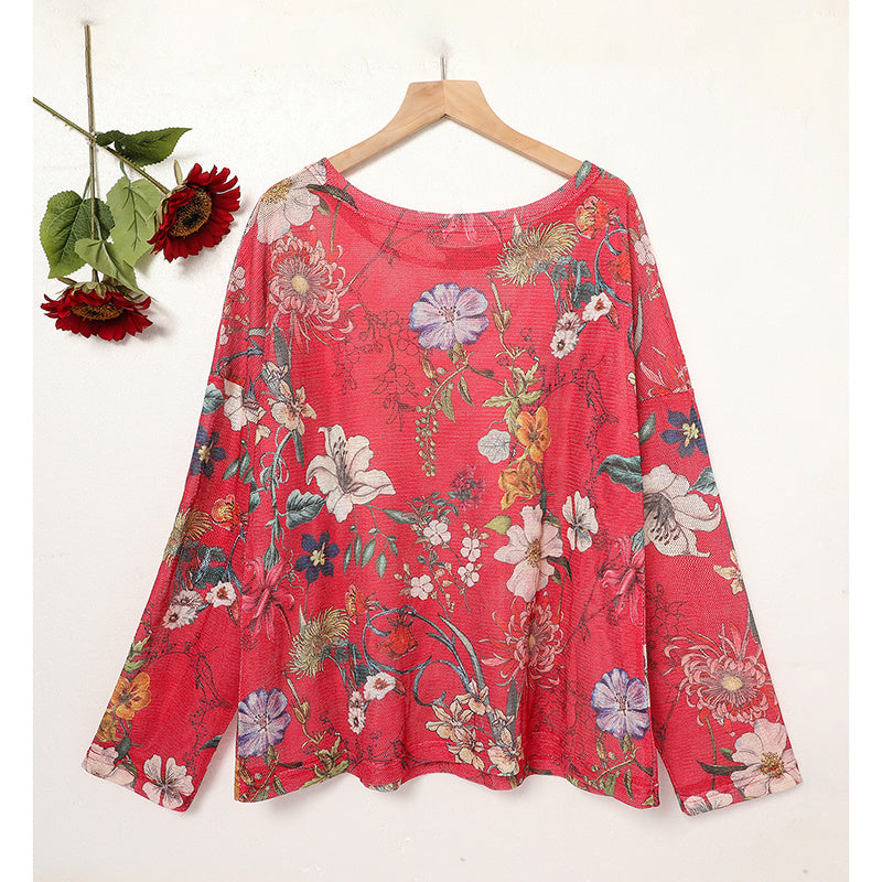 Women's Graphic Print Long Sleeve Blouse, Crew Neck Fall Fashion Tunic Top, Casual Dressy Work Shirt - DropOnline.co