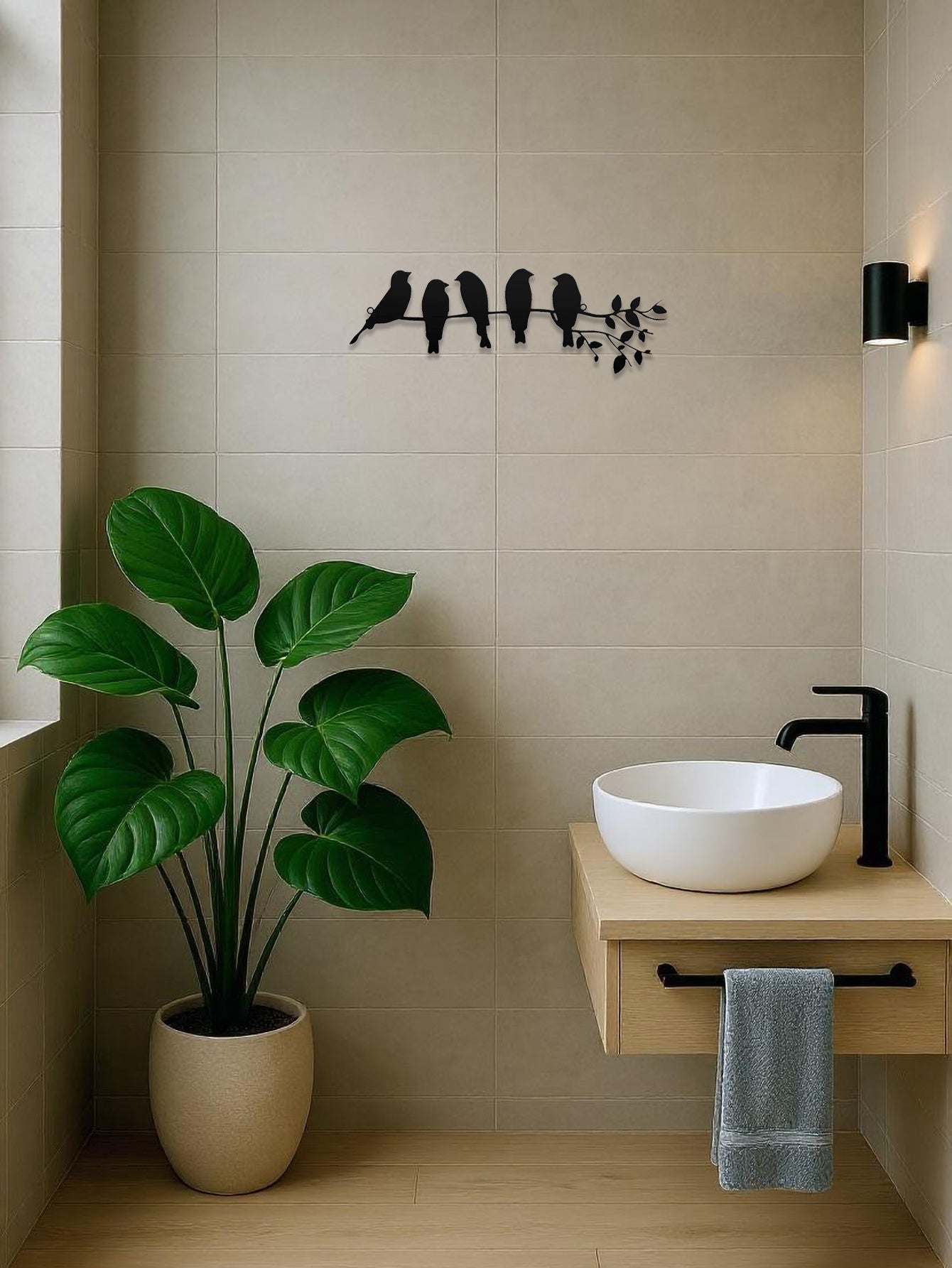 1PC Metal Bird Wall Art,Wall Ornament,The Leaves With Birds Sculpture Wall Decor - DropOnline.co