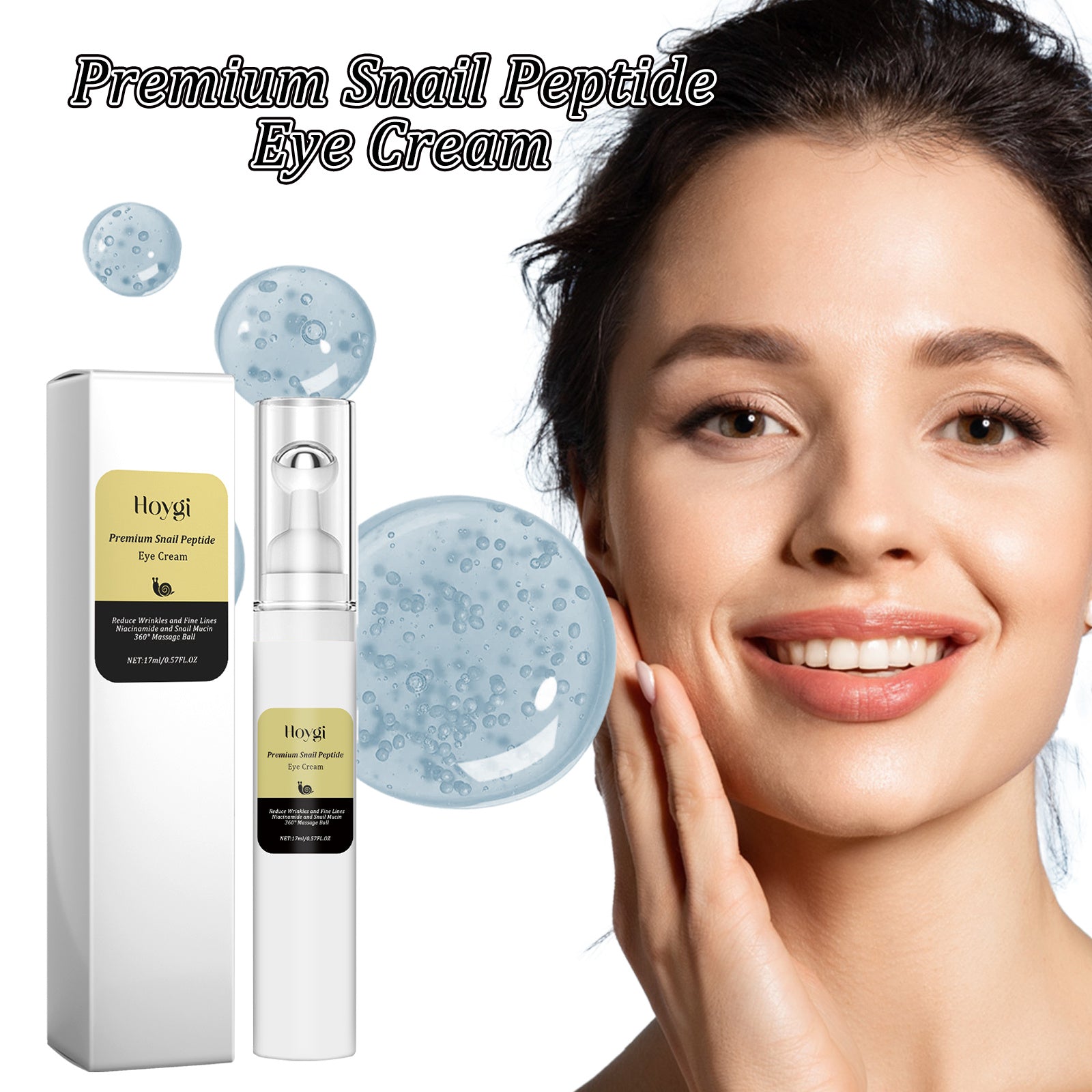Hoygi Snail Peptide Eye Cream Firms And Fades Puffiness And Fine Lines Eye Roller Massage Eye Cream - DropOnline.co