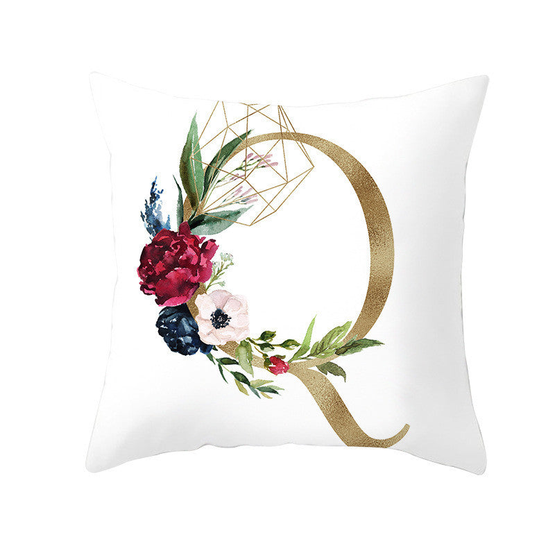 Nordic Style Pillowcase Geometric Golden Letter Pillowcase Peach Skin Sofa Cushion Household Goods - DropOnline.co
