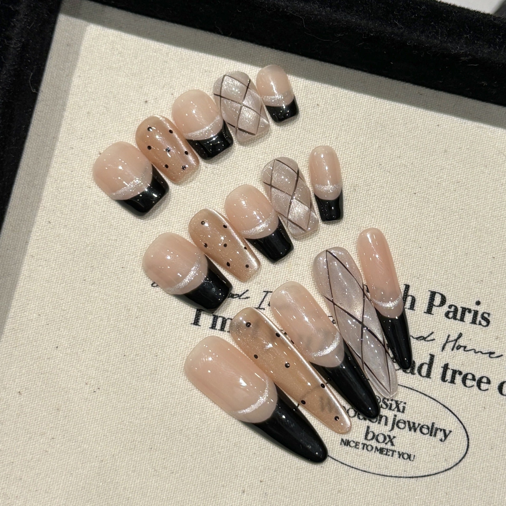 French Black Edge Classic Style Handmade Wearable Manicure - DropOnline.co