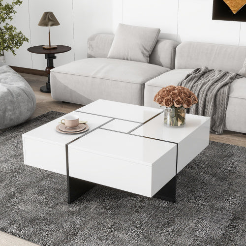Unique Design Coffee Table With 4 Hidden Storage Compartments - DropOnline.co